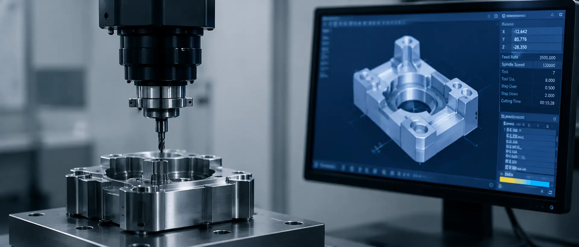 CMM probe inspecting a machined metal part