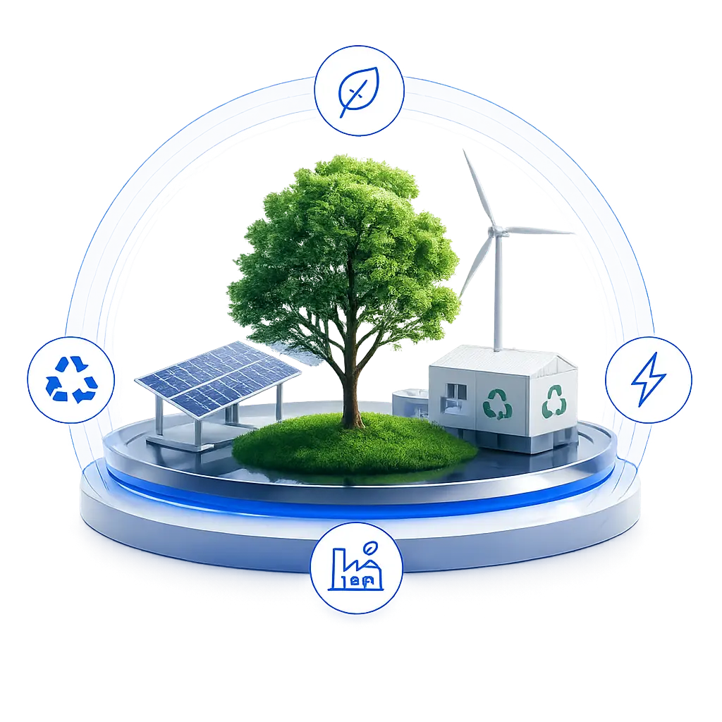 Sustainability engineering platform with renewable energy and manufacturing stewardship